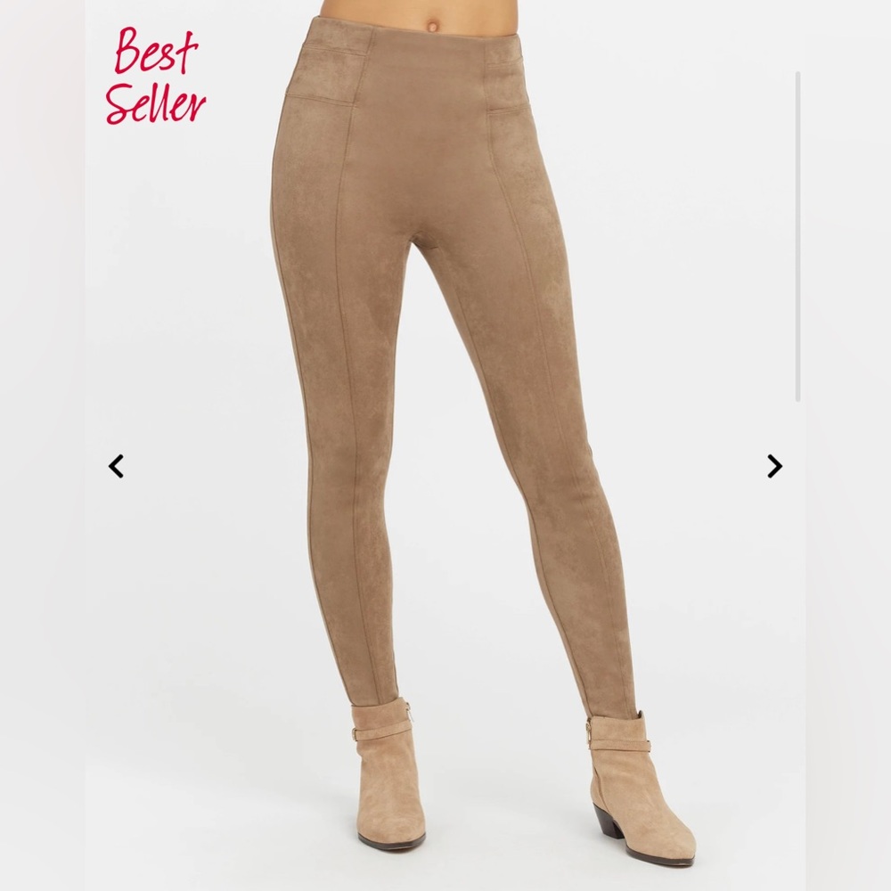 Beige SPANX Faux Suede Leggings LARGE PETITE